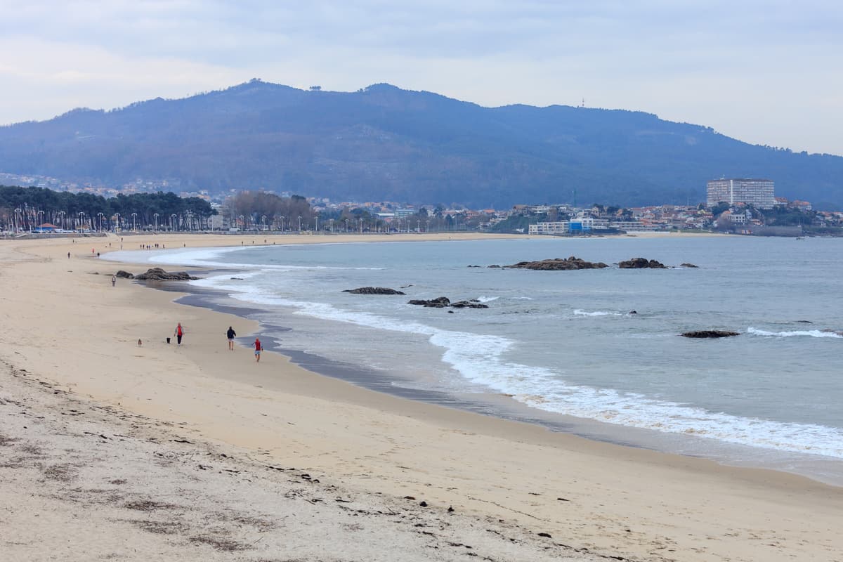 The long sandy sweep of Samil beach in Vigo